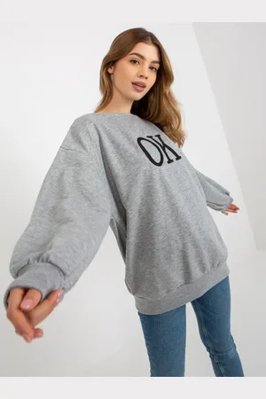 Ex moda Dámská mikina oversize s kapucí a výšivkou CAILYN šedá