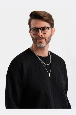 Ombre Clothing Pánská mikina RELAXED FIT s vyraženými písmeny černá