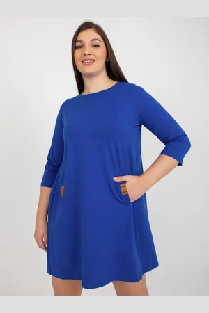RELEVANCE Dámské šaty s kapsami mini plus size DALENNE kobaltové
