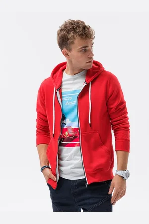 Ombre Clothing Pánská mikina na zip WILL červená