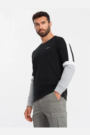 Ombre Clothing Pánská mikina s raglánovými rukávy černá