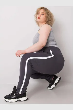 BASIC FEEL GOOD Dámské tepláky plus size KAIRI grafitové šedé