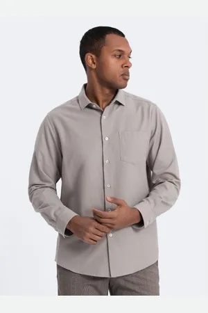 Ombre Clothing Pánská košile REGULAR FIT s kapsami V1 OM-SHCS-0148 šedá