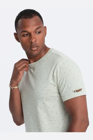 Ombre Clothing Pánské tričko s celopotiskem a barevnými písmeny - světle zelené V5