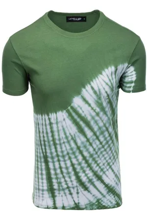 Ombre Clothing Pánské bavlněné tričko TIE DYE zelené V3 S1617
