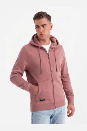Ombre Clothing Pánská bavlněná mikina BASIC bez knoflíků - tmavě V4