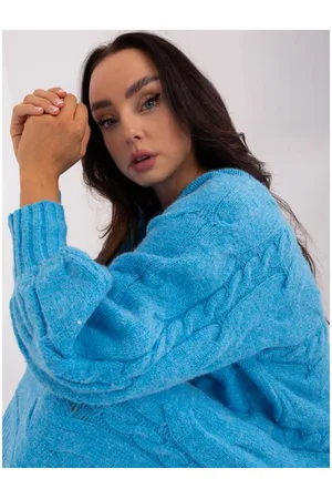 Wool Fashion Italia Dámské šaty s dlouhými rukávy SLASA modré