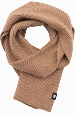 Ombre Clothing Pánská jednobarevná pletená šála s žebrováním - světle