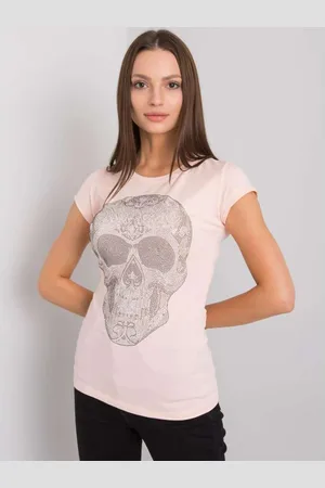 Ex moda Dámské tričko SKULL světle růžové