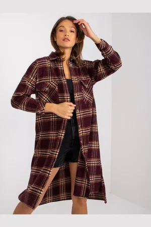 Ex moda Dámksá košile dlouhá oversize MONIKA bordó-žlutá