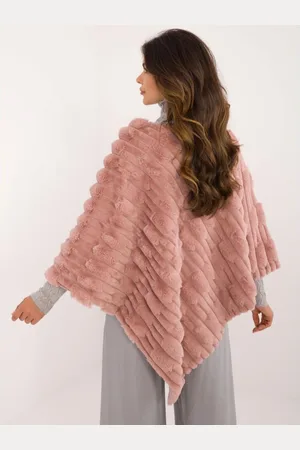 Wool Fashion Italia Dámské kožešinové pončo růžové