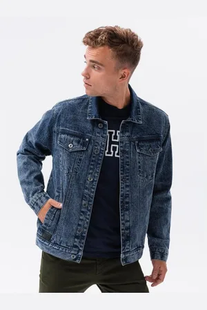 Ombre Clothing Pánská jeansová bunda DARCIO tmavě