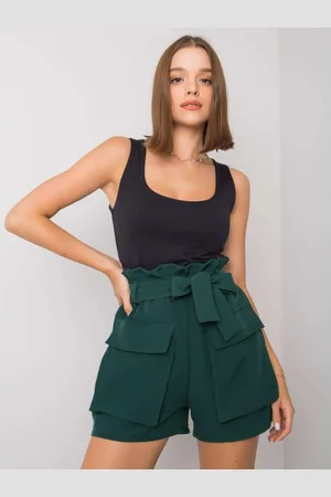 Italy Moda Dámské šortky s kapsami DESTINEE tmavě zelené