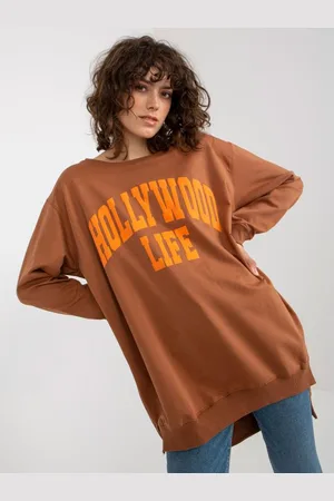 Vikki Vi Dámská mikina s potiskem dlouhá oversize KERSTIN světle a oranžová