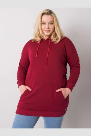 BASIC FEEL GOOD Dámská mikina s kapucí plus size LUNA bordó