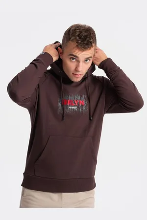 Ombre Clothing Pánská klasická klokaní mikina s potiskem - tmavě V2