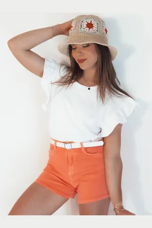 D-Street Dámské džínové kraťasy GLAMWEAR oranžové