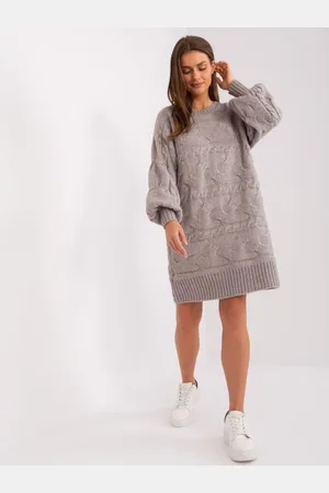 Wool Fashion Italia Dámské šaty ke kolenům AILI šedé