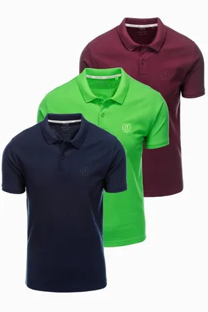 Ombre Clothing Sada pánských polokošil pique V12 Z28 3-pack mix