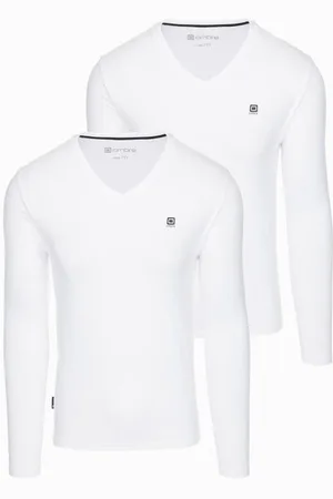 Ombre Clothing Pánská souprava triček s dlouhým rukávem V-NECK mix 2-pack V2 Z87
