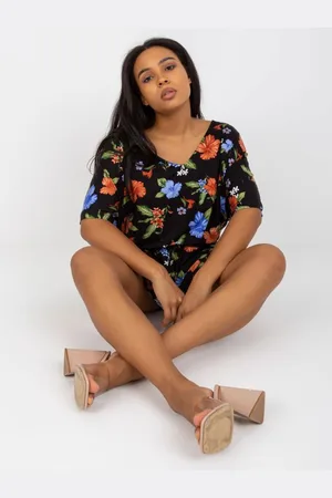 RELEVANCE Dámské šaty s viskózou mini plus size ALLY černo-modré