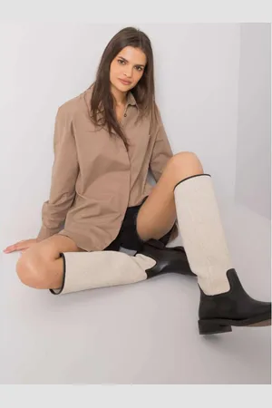 Ex moda Dámská košile bavlněná TERRA tmavě béžová