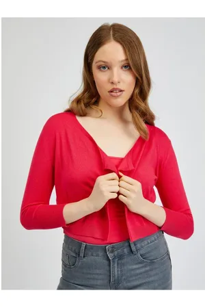 ORSAY Tmavě růžový dámský cropped kardigan