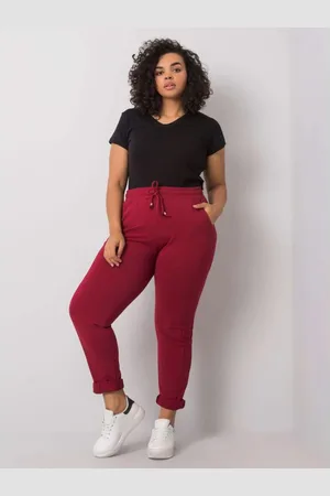 BASIC FEEL GOOD Dámské tepláky plus size ALVA bordó