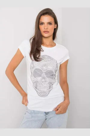 Ex moda Dámské tričko SKULL bílé