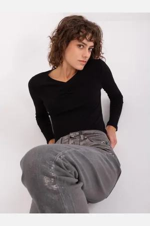 BASIC FEEL GOOD Dámská halenka s dlouhým rukávem a výstřihem do V PHEUL černá