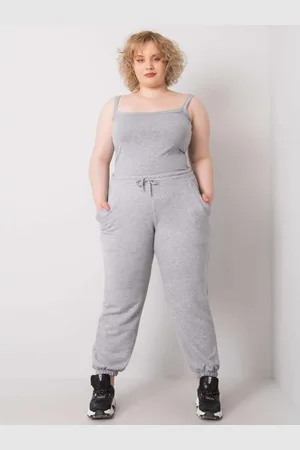 BASIC FEEL GOOD Dámské tepláky plus size bavlněné AINHOA šedé