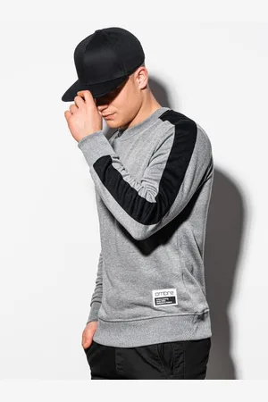 Ombre Clothing Pánská mikina bez kapuce OM-SSNZ-22FW-010 V1 šedá
