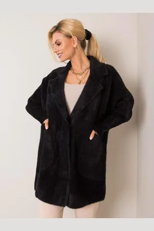 Factory Price Dámský kabát z alpaky NORA Černý