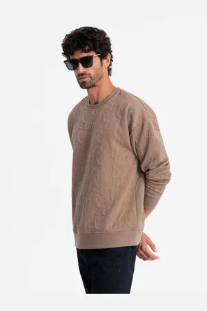 Ombre Clothing Pánská mikina RELAXED FIT s vyraženým písmem V3 OM-SSNZ-0164