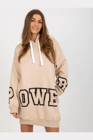 Ex moda Dámské šaty s nápisem mini teplákové JITKA béžové