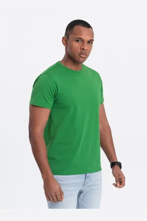 Ombre Clothing Pánské klasické bavlněné tričko BASIC zelené