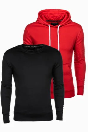 Ombre Clothing Pánská mikina BASIC červená a černá 2-pack