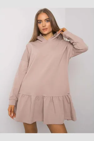 BASIC FEEL GOOD Dámské šaty s kapucí ALIYE tmavě béžové