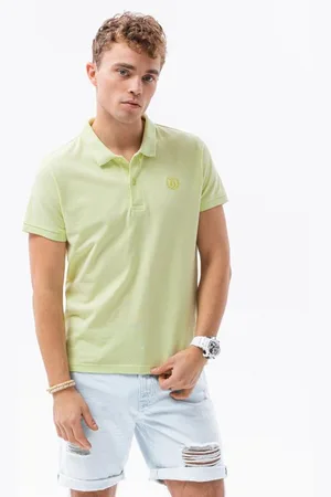 Ombre Clothing Pánská hladká polokošile VAL limetková