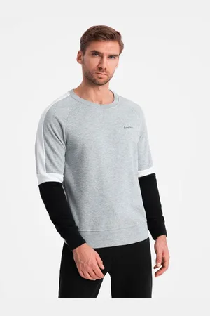 Ombre Clothing Pánská mikina s raglánovými rukávy šedá