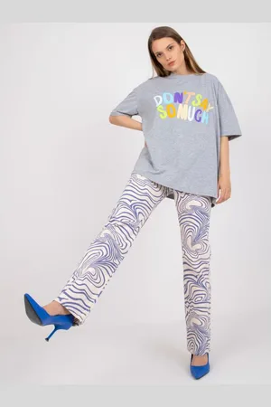 Fancy Dámské tričko melanžové oversize s potiskem OVER šedé