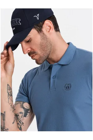 Ombre Clothing Pánská jednobarevná pletená polokošile BASIC