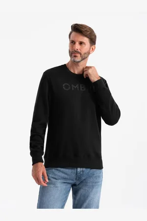 Ombre Clothing Klasická pánská mikina s nápisem - černá