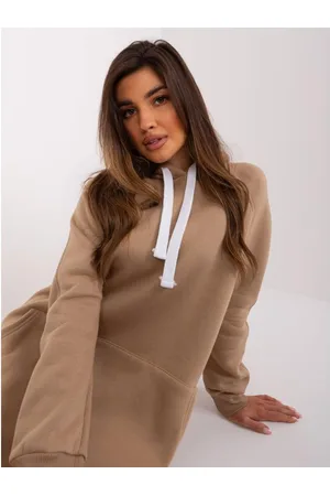 Ex moda Dámská mikina s kapucí BABA tmavě béžová