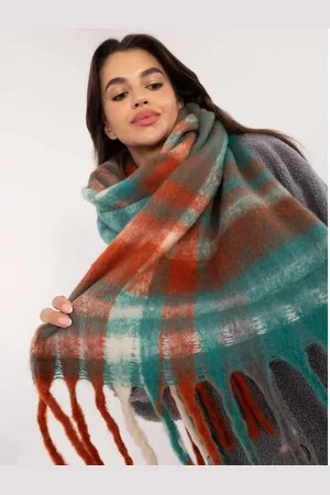Wool Fashion Italia Dámská šála s třásněmi zelenooranžová