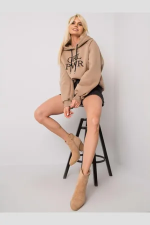 Ex moda Dámská mikina zateplená DEBBY tmavě béžová