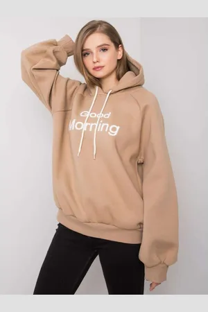 Ex moda Dámská mikina s kapucí oversize ALICE tmavě béžová