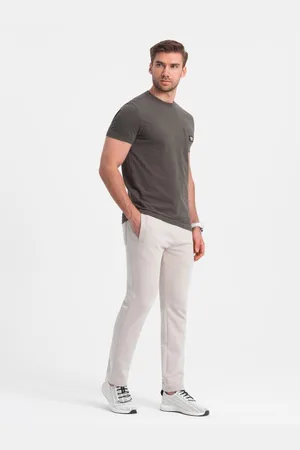 Ombre Clothing Pánské tepláky V1 OM-PABS-0206 světle béžové
