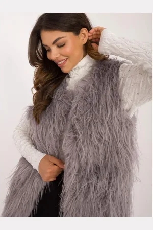 Wool Fashion Italia Dámská vesta s podšívkou a kožešinou šedá