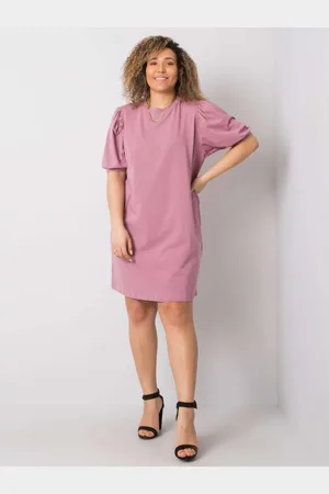 BASIC FEEL GOOD Dámské šaty bavlněné plus size JASMINE růžové